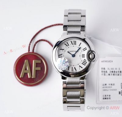 AF Factory 1:1 Clone Ballon Bleu De Cartier Stainless Steel White 28mm Watch